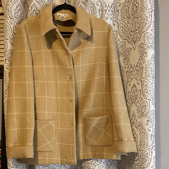 Vintage Wool Blend Plaid Women's Pea Coat Winter Coat - Picture 1 of 12